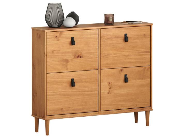 Idimex Schuhkipper Mikka Eiche, Eichefarben, Holz, Kiefer, Vintage, 107x92x25 cm, Garderobe, Schuhaufbewahrung, Schuhkipper
