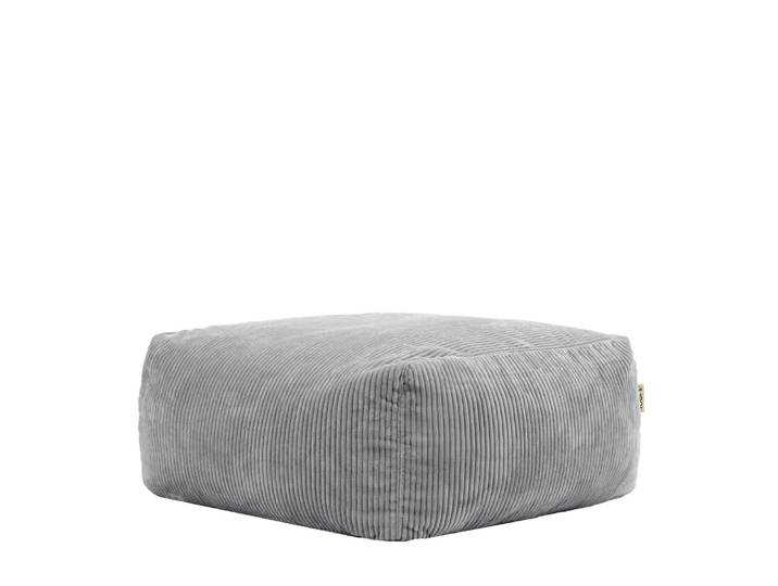Pouf repose-pieds modulable en velours côtelé gris