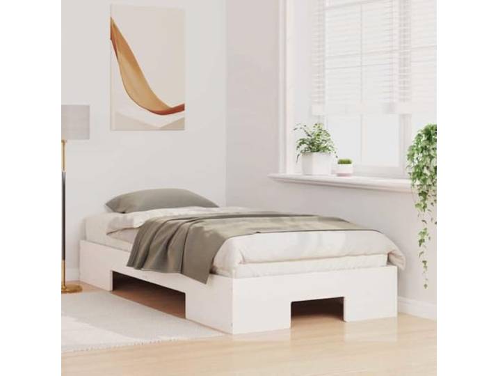 KTHLBRH Bettgestell weiß 80 x 200 cm Rechteckiges Design, minimalistischer Stil, geeignet für kleine Räume, einfache Montage