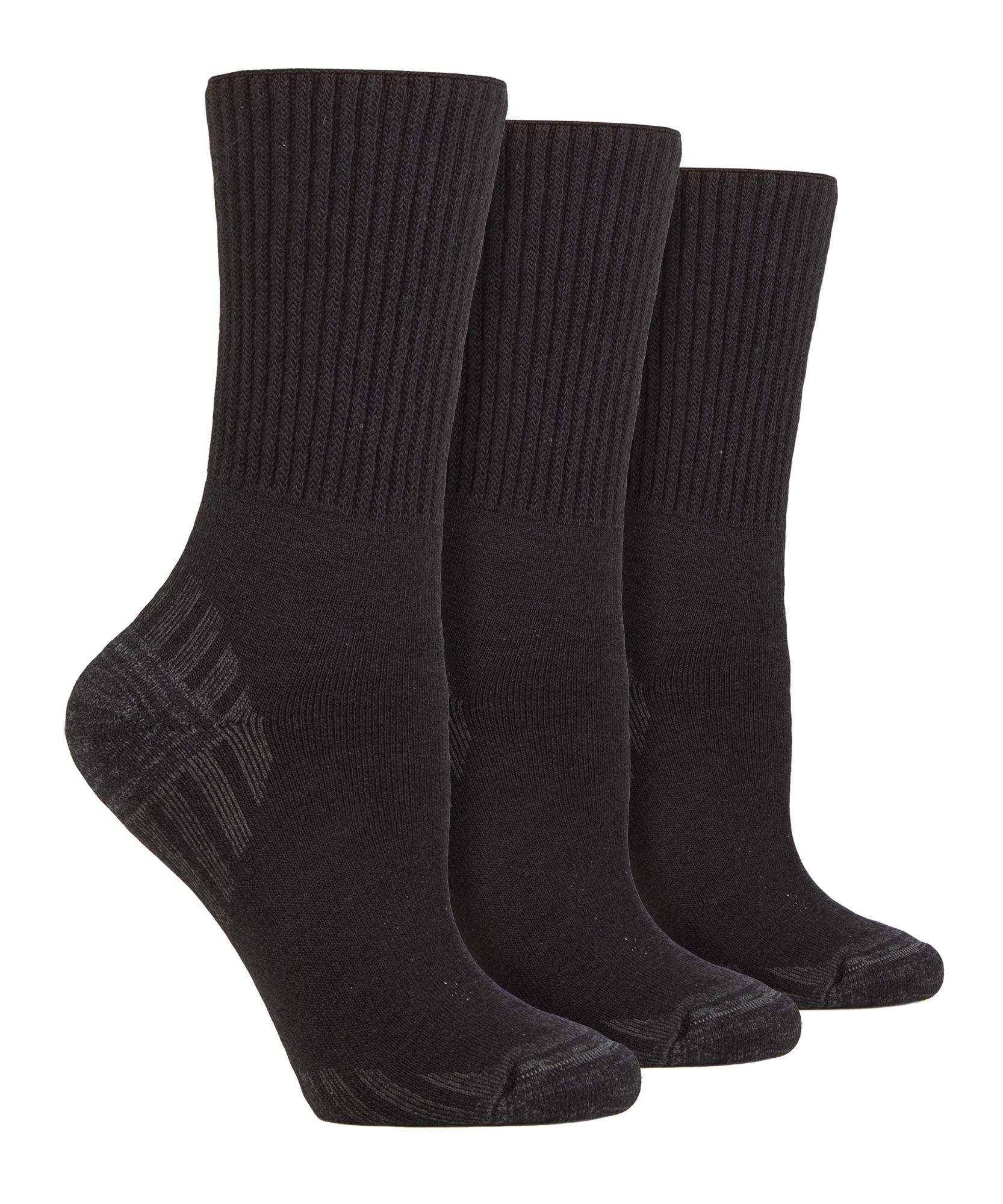 3er Pack Diabetiker Wandersocken für Herren | IOMI FOOTNURSE | Extra Wide Soft Top Seamless Hiking Socks - Schwarz
