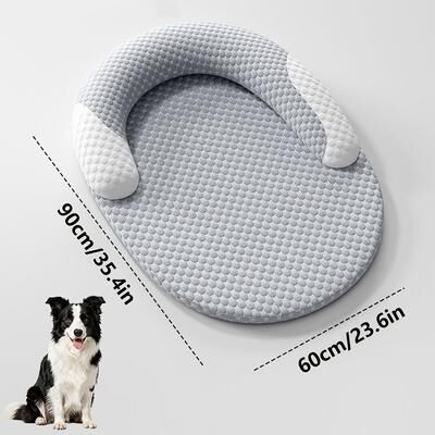 Fusion Finds Ice Silk Cooling Dog Bed Breathable Pet Cooling Mat With Bolster For Dogs & Cats xxl