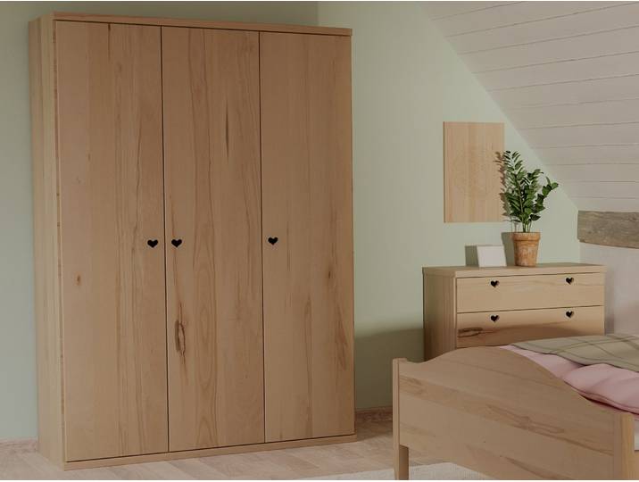 Drehtürenschrank „Romana“ Kernbuche 3-türig Massivholz Buche