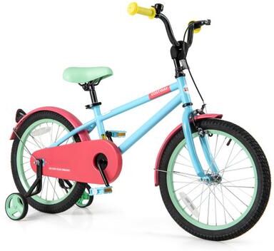 Costway Kids Bike with Adjustable Handlebar and Saddle Blue-18 inches