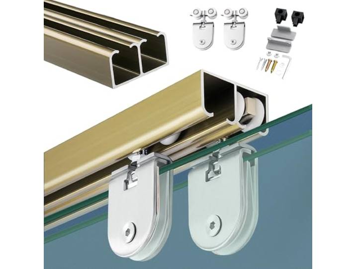 Schiebetürschiene, Schrank-Schiebetürschiene, Silent Glide Glasschiebetür-Oberschiene, Innenglastür-Doppelschiene und Hardware-Set