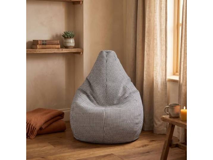 Dmora Sitzsack mit Pied de poule Muster, schwarz-weiß, Maße 80 x 120 x 80 cm
