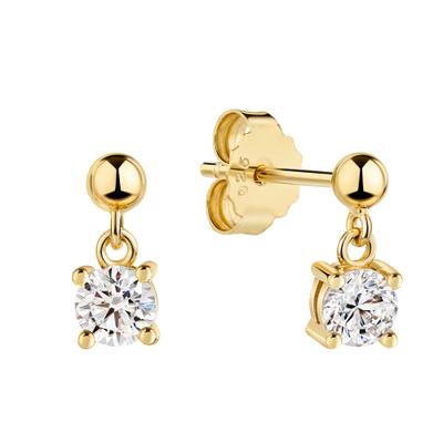 Paar Ohrstecker FIRETTI "Schmuck Geschenk Silber 925 Ohrschmuck Ohrringe Solitär", gold (gelbgoldfarben, kristallweiß, kristallweiß), Ohrringe, Damen, Silber 925 (Sterlingsilber), mit Zirkonia (synth.)