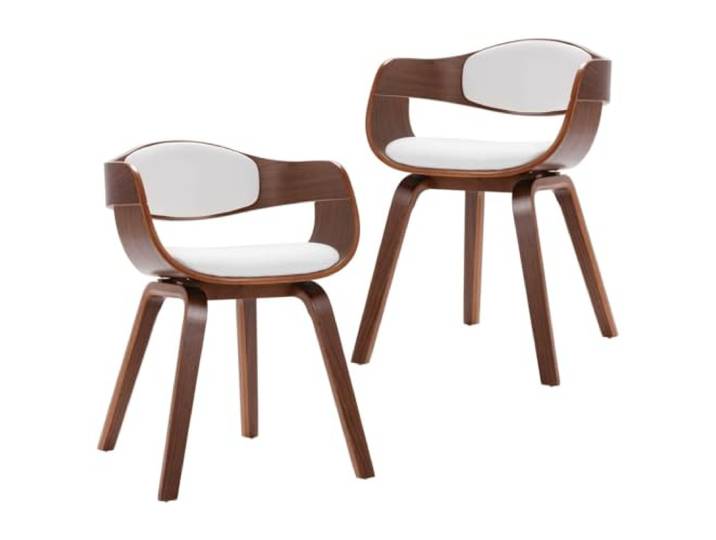 LMTYOENFG Esszimmerstühle 2er Set Bugholz Kunstleder Stuhl Weiß Ergonomische Küchenstühle mit Schaumstoff Polsterung und gebogenem Holzrahmen für Esstisch im Wohnzimmer.