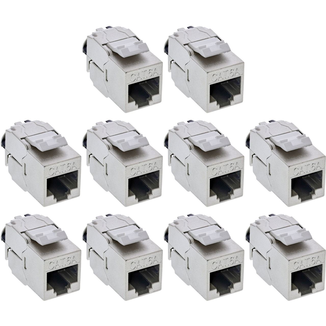 InLine Keystone RJ45 Buchse Slim SNAP-In Cat.6A, integr. Kabelbinder, 10er Pack