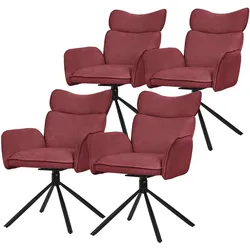ESSZIMMERSTÜHLE 4er Set drehbar Rot mit Stoffbezug