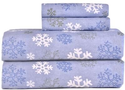 Pointehaven Snow Flake Flannel Bed Sheet Set