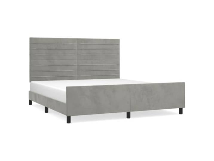 PUGYNBK Bettgestell aus Samt, Hellgrau, 180 x 200 cm Verstellbares Kopfteil, Holzleisten, stabile Beine, nur Gestell