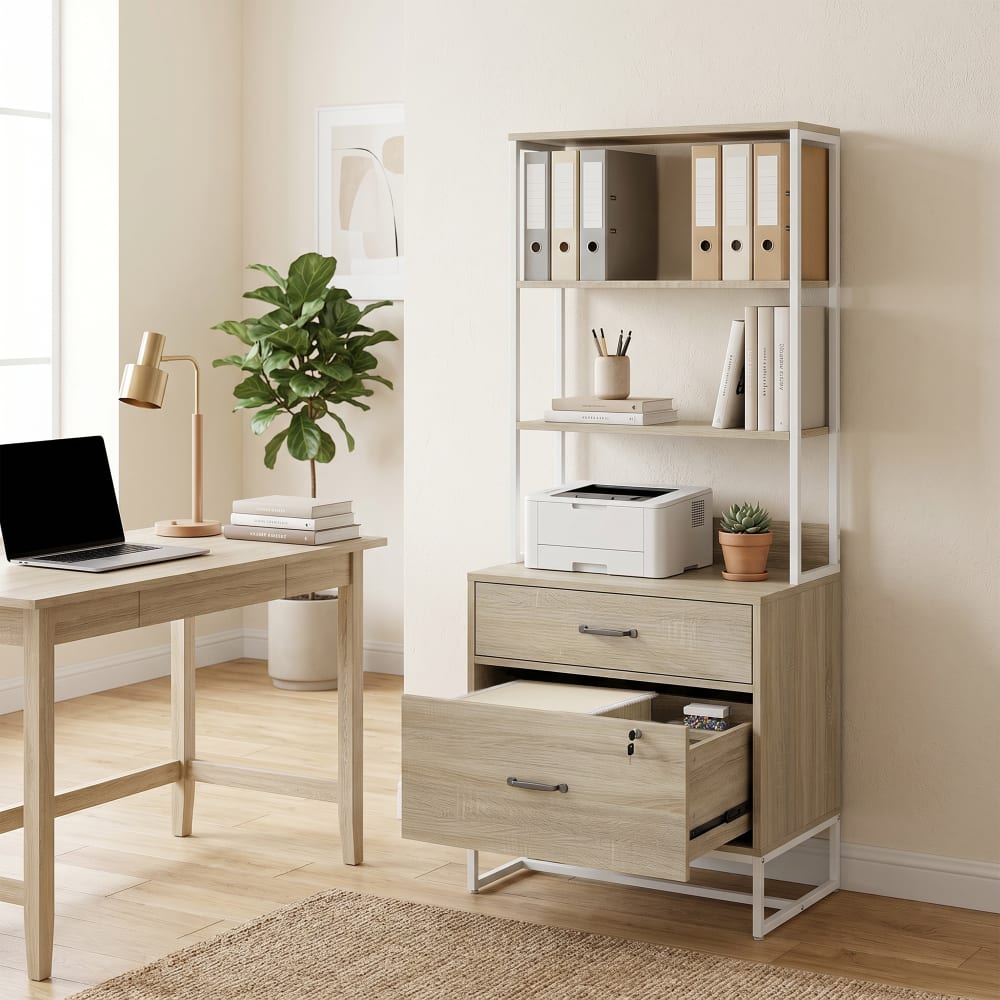 Homcom Mueble archivador 70x40x157 cm roble