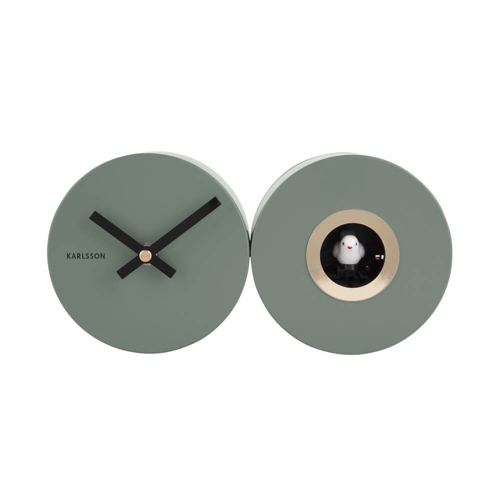 Karlsson Duo Cuckoo Wandklok - Groen - Rond - Analoog