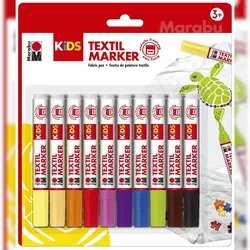 Marabu 314000000002 Marabu KiDS Textilmarker, 10 x 3 ml, 10er Blister