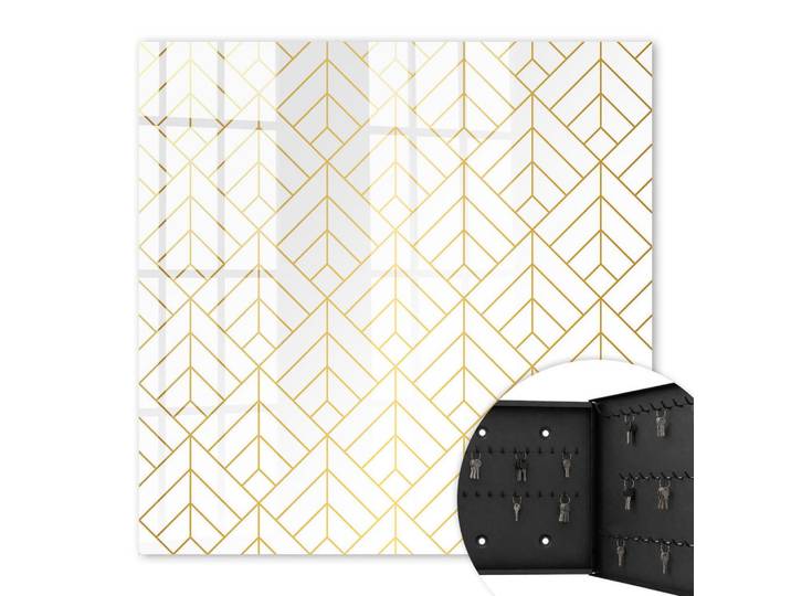 Tulup Schlüsselbox Schwarz 30x30 cm- Türöffnung nach rechts - Stilvolle Geometrie, Weiß, Metall, Mode, Rechteckig, 30x30x5 cm, Garderobe, Schlüsselkästen & Schlüsselboards