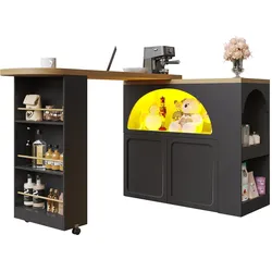 BARTISCH Ausziehbar 138-220cm Holzoptik mit Weinregal & Schubladen