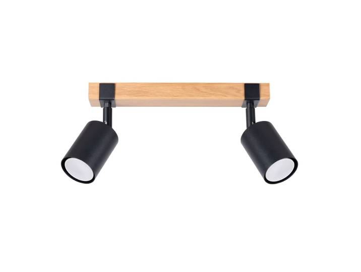 Plafonnier Acier Noir/Bois Naturel GU10 2 Fager