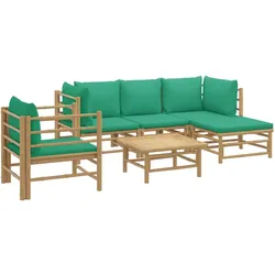Helloshop26 - Gartenmöbelset Outdoor-Möbel 6-teilig mit Kissen grüner Bambus 02_0016957