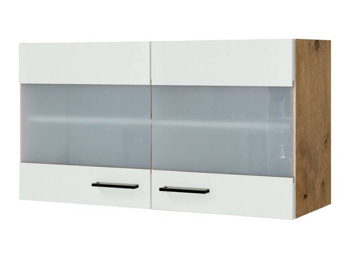 Glas-Hängeschrank Avila Magnolia / Lancelot Oak NB ca.100x54,8x32 cm