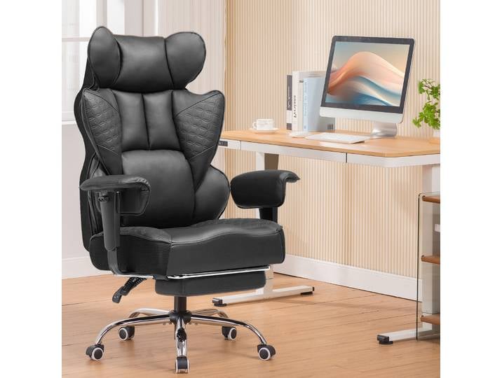 Chaise de Jeu COMHOMA, Chaise de Bureau Ergonomique Avec Accoudoirs Réglables, Soutien Lombaire à Ressorts Ensachés Pour Personnes Grandes et Grandes, 150 KG, Assise Large