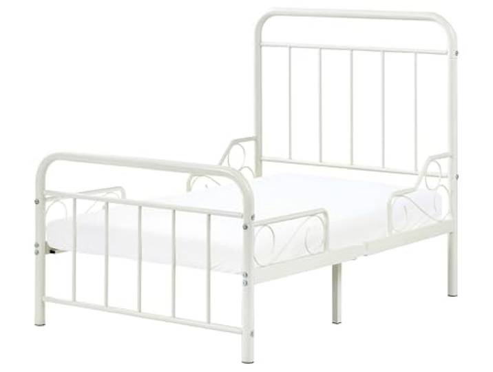 Beliani Mitwachsendes Kinderbett Metall Cremeweiß Eisen 90 x 200 cm Weiß, Gefärbt, Belastbarkeit 240 kg
