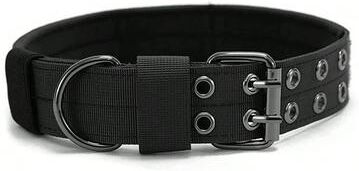 Uplift Essentials Professional Adjustable Military Dog Collar With Metal Hardware black xl