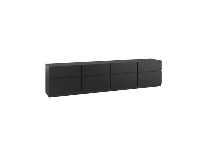 Mid.you Lowboard Bern, Schwarz, 4 Schublade(n) Schubladen, 224.8x52.3x40 cm, stehend, Wohnzimmer, Wohnwände, Lowboards, Lowboards stehend