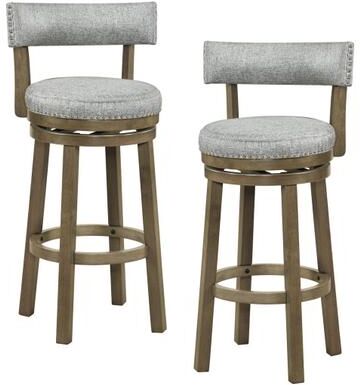Costway Swivel Bar Stools Set of 2 Linen Fabric Upholstered Barstools with Back-31.5 Inches
