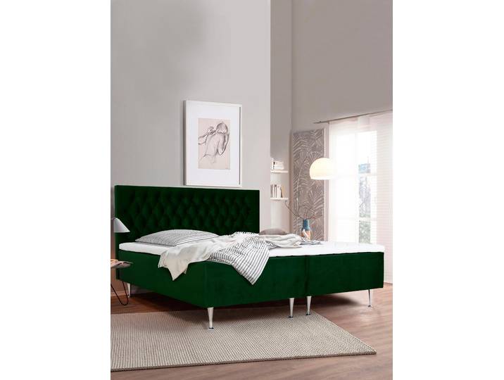 Boxspringbett HOME AFFAIRE Exclusive , grün, B:181cm L:208cm, Samtoptik (100% Polyester), Komplettbetten, Boxspringbett, inkl. Topper, 3 Breiten, 3 Härtegrad-Ausführungen