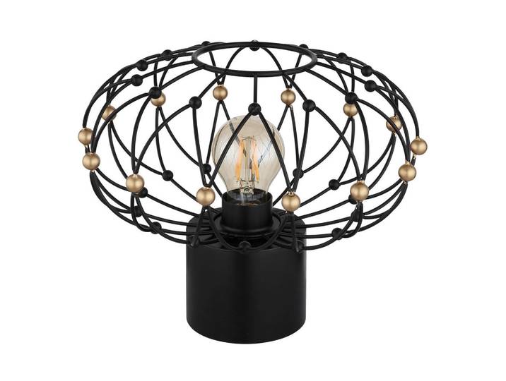 Globo Tischleuchte Greys, Schwarz, Goldfarben, Metall, 25 cm, CE, Wippschalter, Lampen & Leuchten, Innenbeleuchtung, Tischlampen, Tischlampen