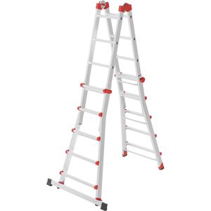 Hailo Teleskopleiter M80, 7520-007, Länge 4,66m, mit Treppenfunktion, aus Aluminium, mit 4 x 5 Sprossen