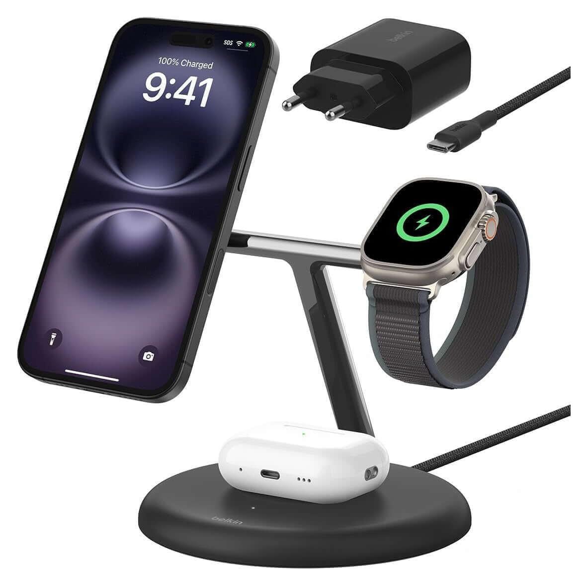 Belkin Boost Charge Pro Magnet 3-in-1 Qi2 oplader WIZ023vfBK
