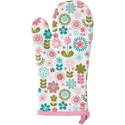 OFENHANDSCHUH Retro-Blumen 18/32 cm, Baumwolle wattiert