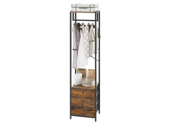Porte-Manteaux Portant à Vêtements avec Tiroirs Organisateur Vêtements Autoportant Porte-Manteau 39×29×179CM Marron Vintage