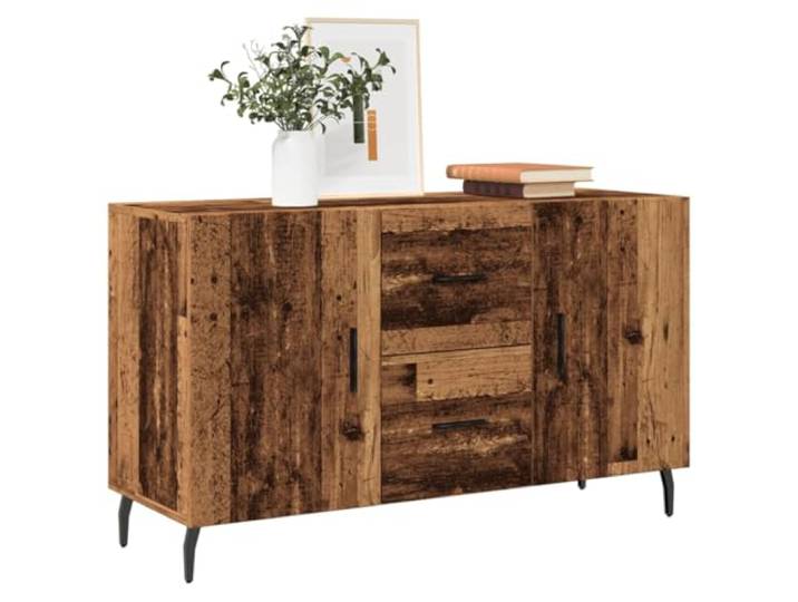 HEFZGDB Stabiles Sideboard Altholz-Optik 100x36x60 cm aus Holzwerkstoff mit Metallbeinen - Modernes Sideboard im zeitlosen Look mit glatter Oberfläche zur Aufbewahrung und Dekoration,