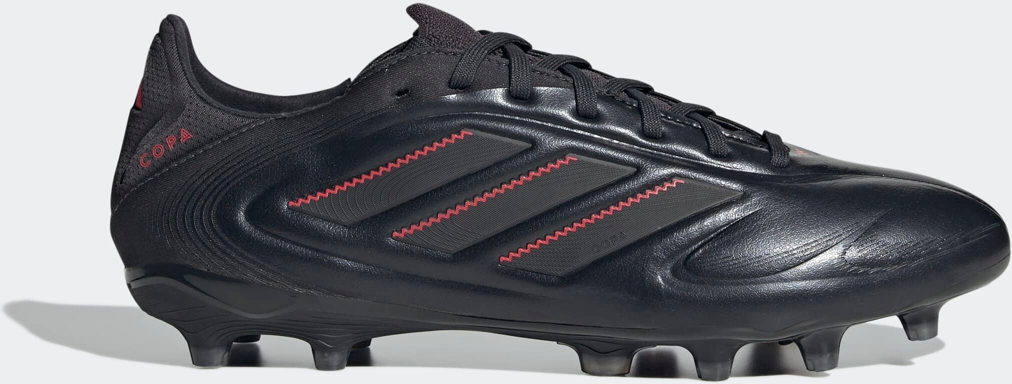 Fussballschuh ADIDAS PERFORMANCE "COPA PURE 3 PRO FG", Gr. 40, schwarz (core schwarz, carbon, lucid rot), Leder, Synthetik, Schuhe Fussballschuh, für Rasenplätze core schwarz, carbon, lucid rot 40