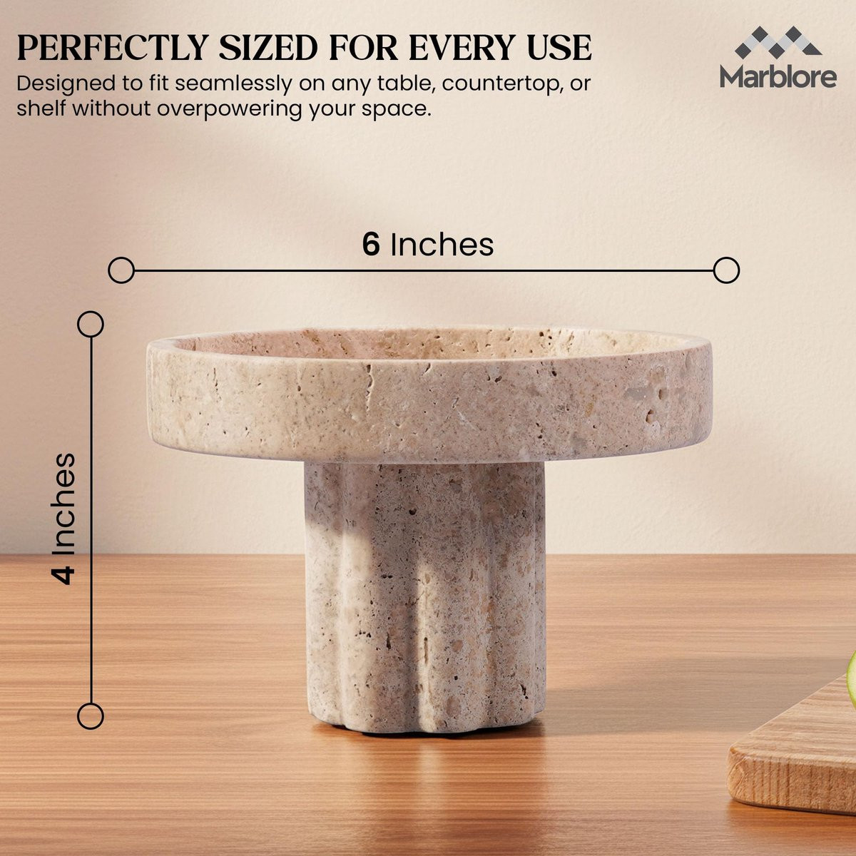 Ronde travertijn kaarsenhouder met poten - Marmeren decoratieve catchall voor parfum en sieraden - ShopVlot