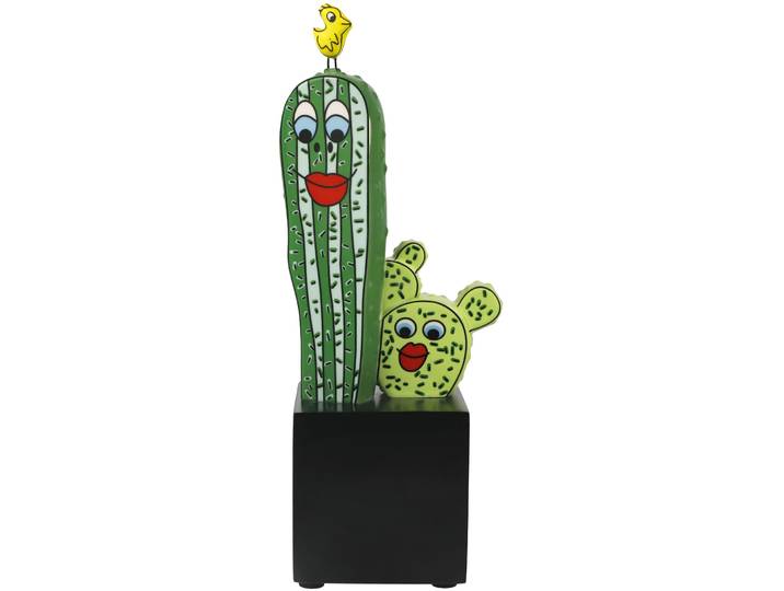 Sammelfigur GOEBEL Figur James Rizzi -Prickly Pair , grün (bunt), B:7cm H:23cm T:8,5cm, Porzellan, Dekofiguren, Sammelfigur