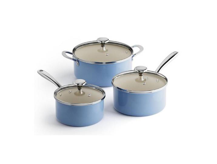 LuxusKollektion Topf-Set Keramik Kochtopfset 6-teilig Blau