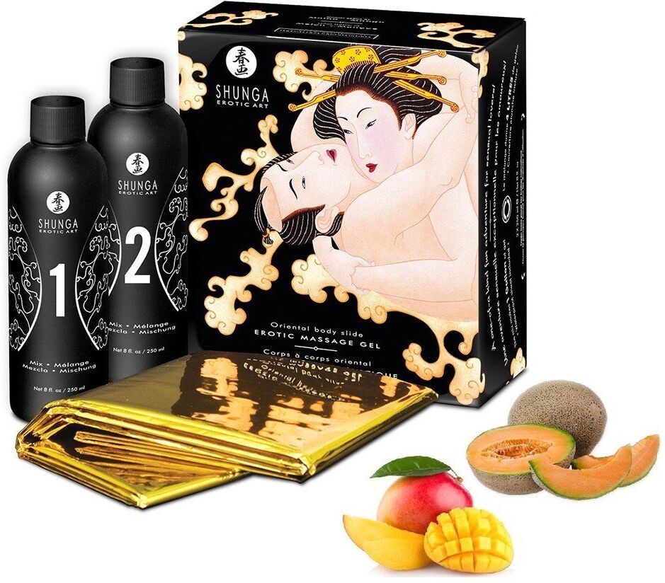 Shunga Gelée et Drap de Massage Érotique Melon/Mangue