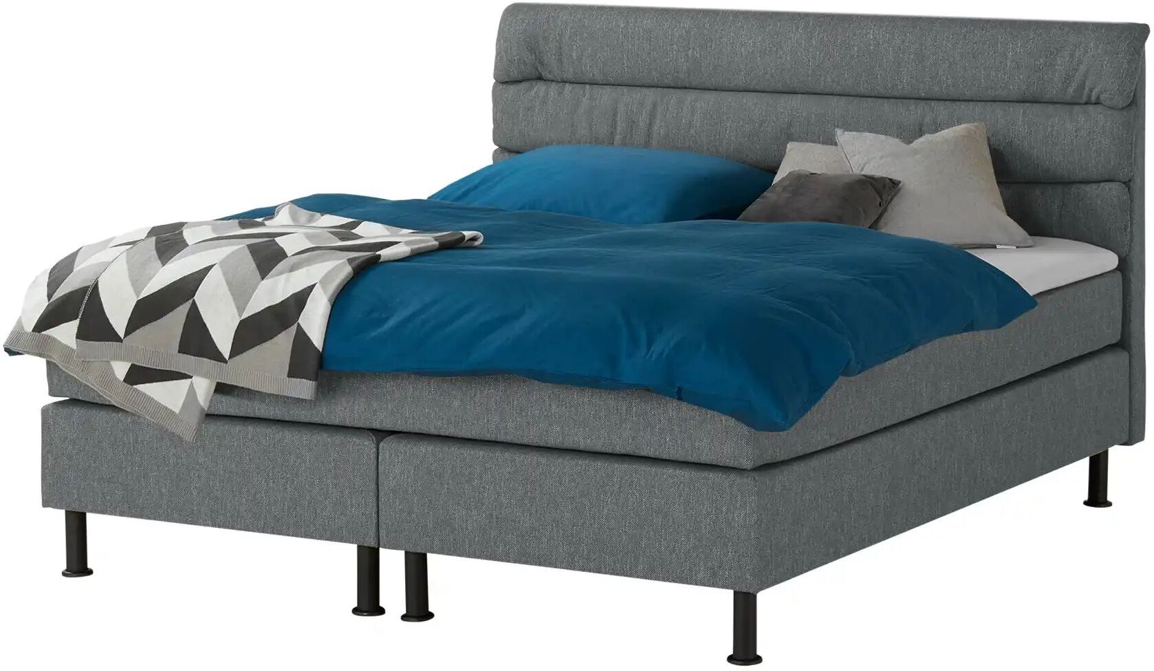 Höffner Boxspringbett  Lina ¦ grau ¦ Maße (cm): B: 144 H: 122