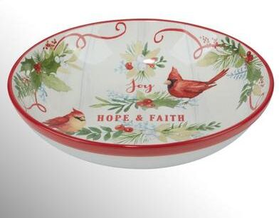Certified International Winter Greens Large Serving Bowl Red/Green , Red/Green