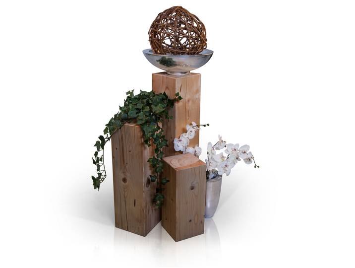 Blumensäulen 3-er Set, Material Massivholz, Fichte massiv