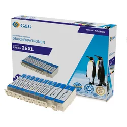 10 G&G Druckerpatronen -Multipack SCHWARZ + COLOR- kompatibel zu Epson 26XL/ T26