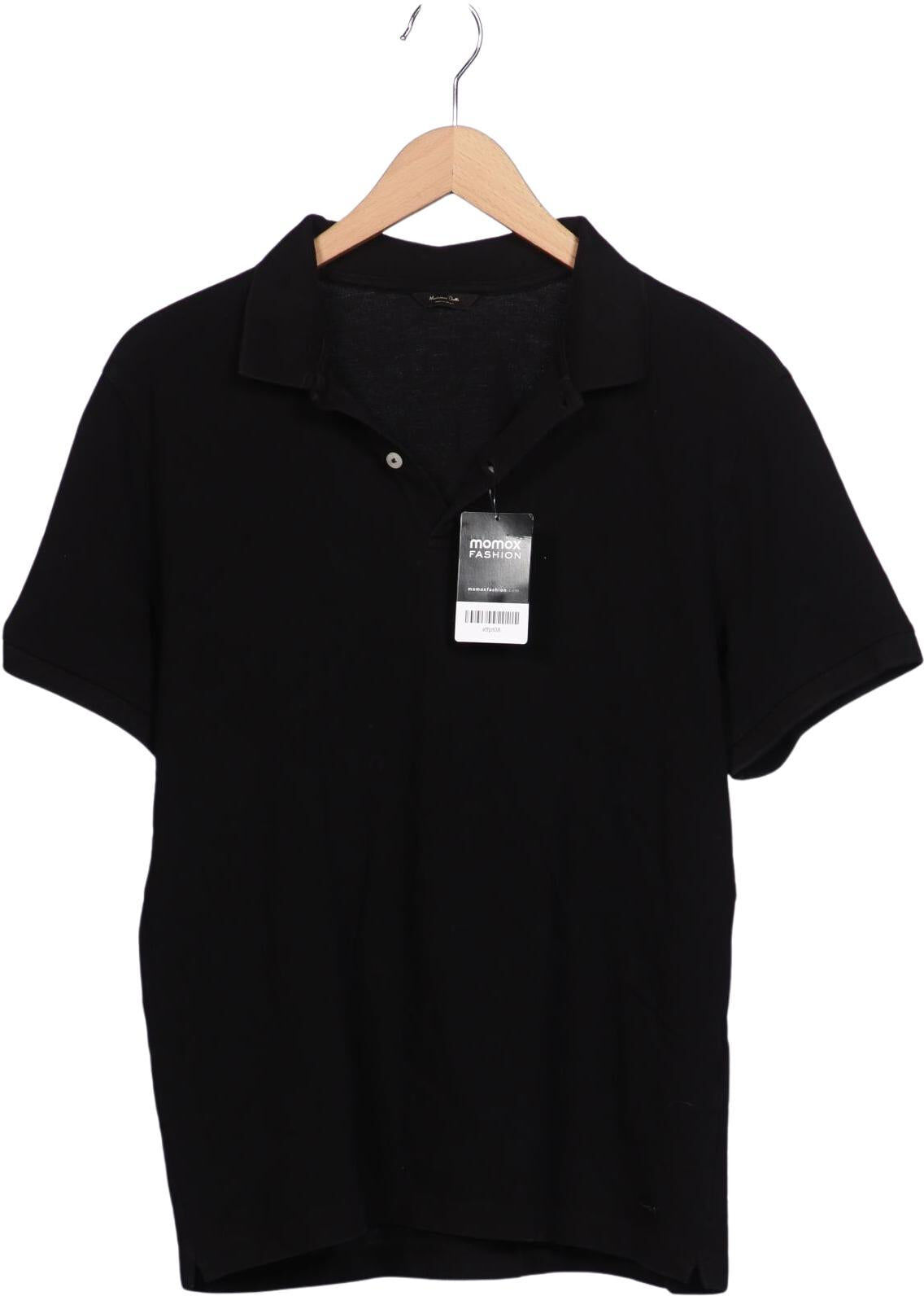 Massimo Dutti Herren Poloshirt, Schwarz, Gr. L, Baumwolle - Second Hand