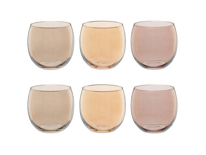 6er Set Wassergläser aus buntem Glas