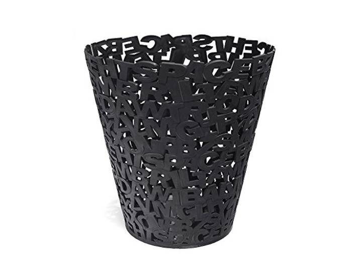 Balvi prullenbak letters zwart plastic 30 cm