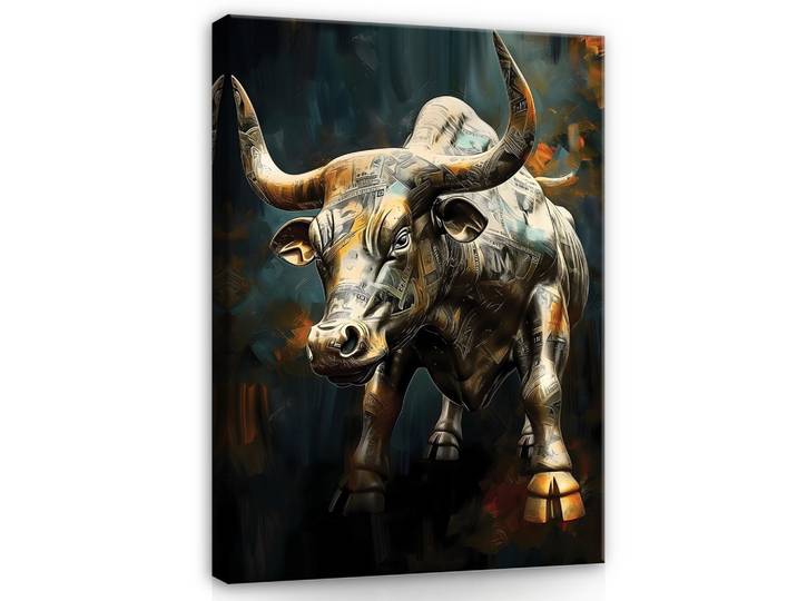 BILDER auf Leinwand Stier Motivation Tiere 120x80