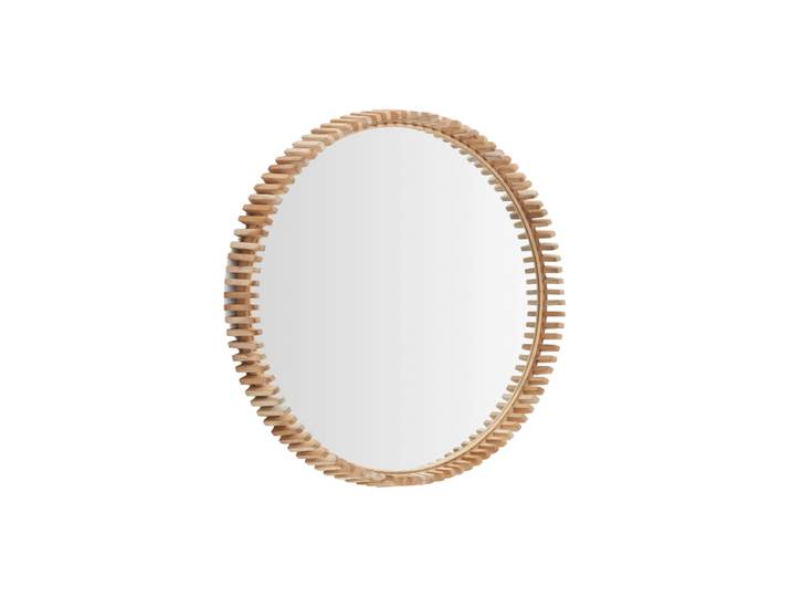 Design Wandspiegel „Polko“ mit Rahmen aus massivem Teakholz Ø 80 cm Kave Home