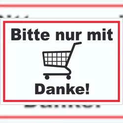 HB-Druck Bitte nur mit Einkaufswagen Aufkleber A4 (210x297mm)